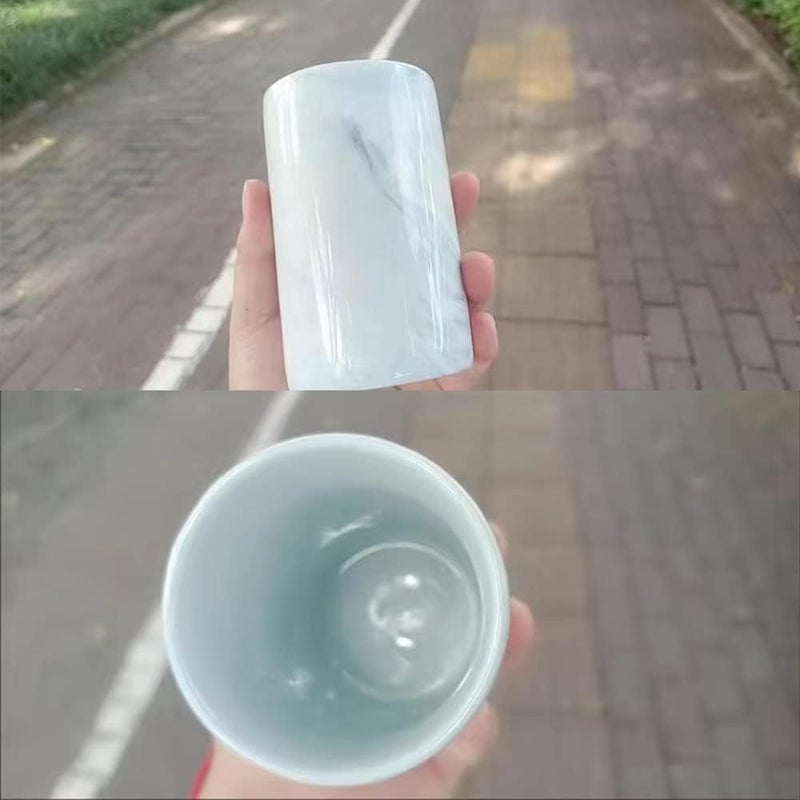 RabyLeo Marble ceramic mug, creative toothbrush holder, simple drinking cup. (Blue) - Image 2